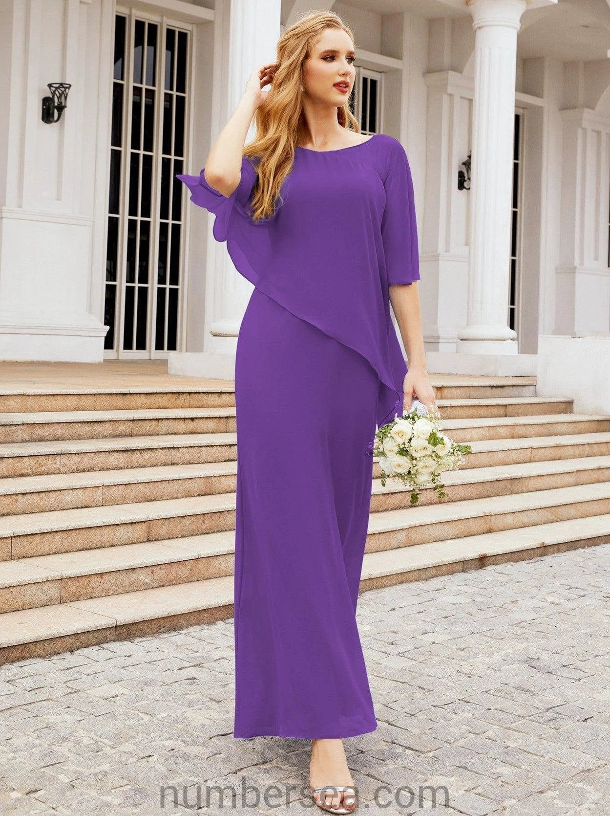 Sunnderly Formal Party Gown Dress Long Mother of The Bride Dresses with Ruffle Cape SY28026 by numbersea
