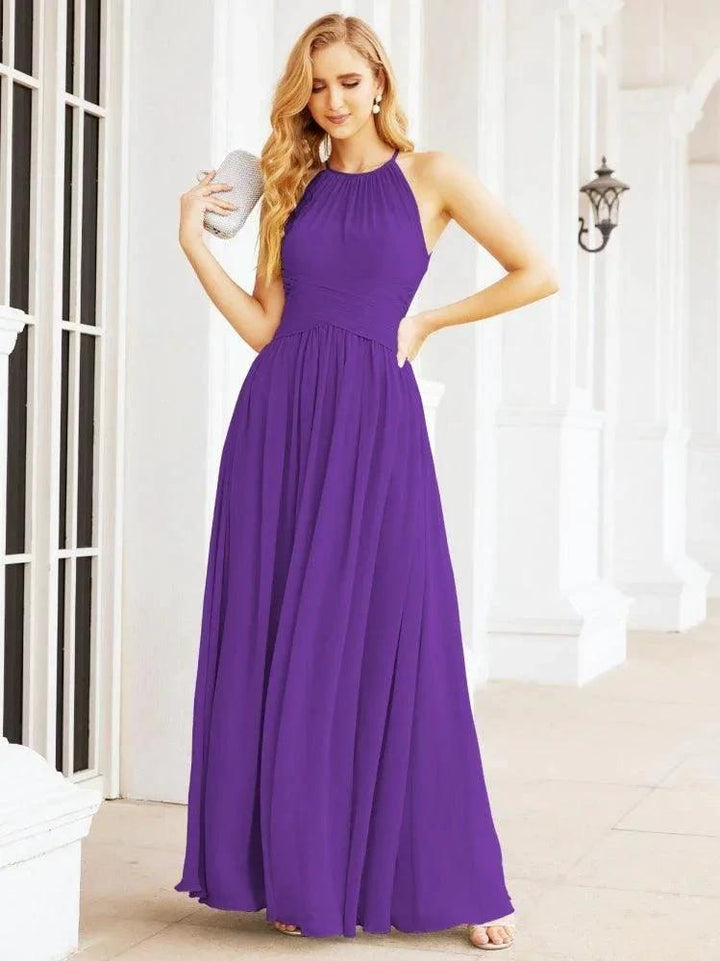 Numbersea Sleeveless Bridesmaid Dresses Long Prom Gown Zipper with Keyhole Back 28056 by numbersea
