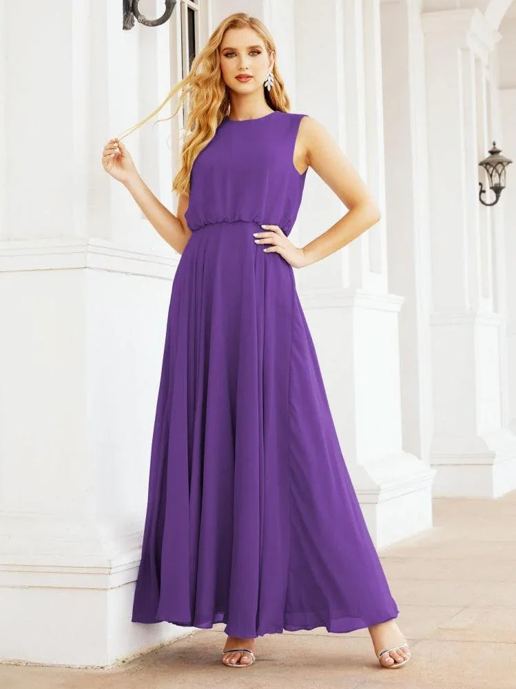 Numbersea Sleeveless Long Bridesmaid Dress A line Formal Evening Prom Gown 28025