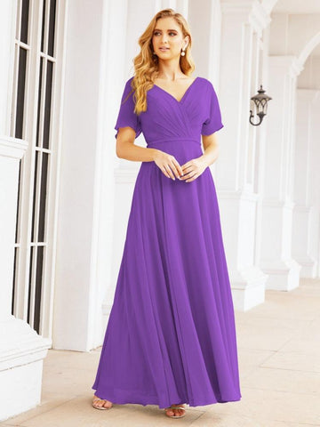 Numbersea Formal Prom Gowns for Mother of The Bride Short Sleeves Bridesmaid Dress 28049