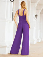Numbersea Crisscross Neck Jumpsuit Formal Evening Dress Long Bridesmaid Dresses Bell-bottomed Pants 28033 by numbersea