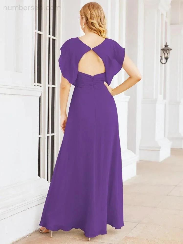 Sunnderly Bridesmaid Dresses Cape Formal Prom Dress Open Back Gowns for Mother of The Bride SY28058 by numbersea