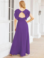 Sunnderly Bridesmaid Dresses Cape Formal Prom Dress Open Back Gowns for Mother of The Bride SY28058 by numbersea