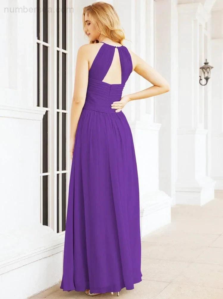 Numbersea Sleeveless Bridesmaid Dresses Long Prom Gown Zipper with Keyhole Back 28056 by numbersea