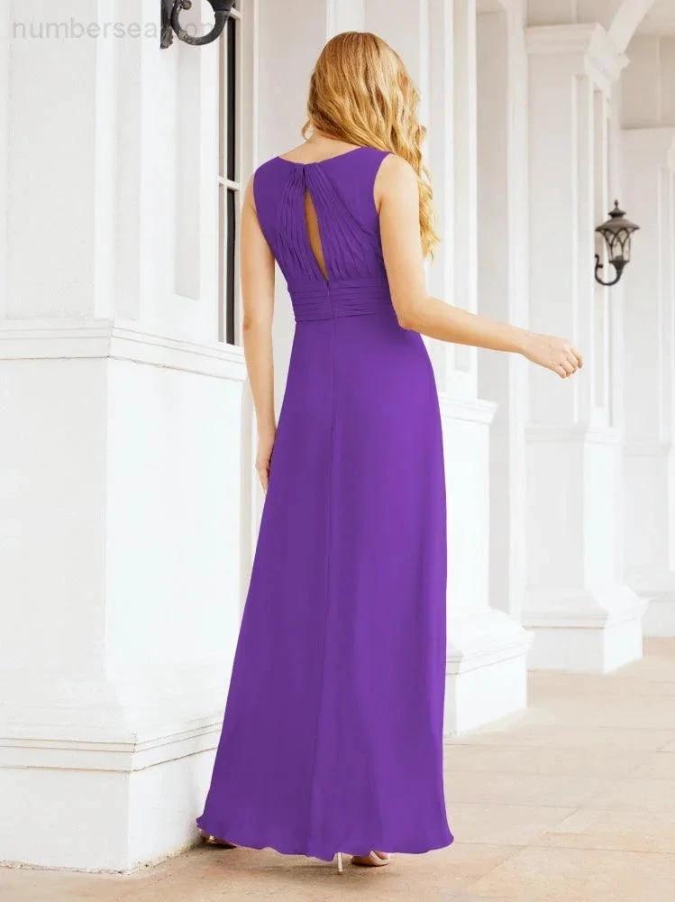 Formal Prom Gown Elegant V-Neck Sleeveless Bridesmaid Dresses for Wedding Party 28037 by numbersea