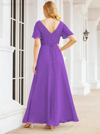 Numbersea Formal Prom Gowns for Mother of The Bride Short Sleeves Bridesmaid Dress 28049 by numbersea