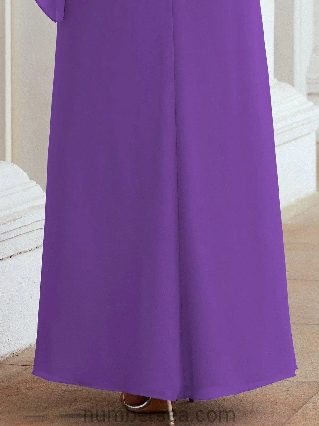 Sunnderly Formal Party Gown Dress Long Mother of The Bride Dresses with Ruffle Cape SY28026 by numbersea