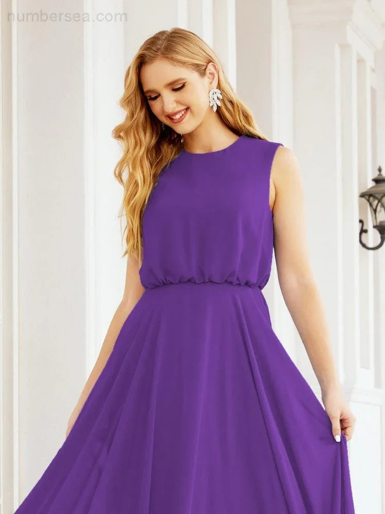 Numbersea Sleeveless Long Bridesmaid Dress A line Formal Evening Prom Gown 28025