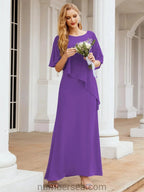 Sunnderly Formal Party Gown Dress Long Mother of The Bride Dresses with Ruffle Cape SY28026 by numbersea