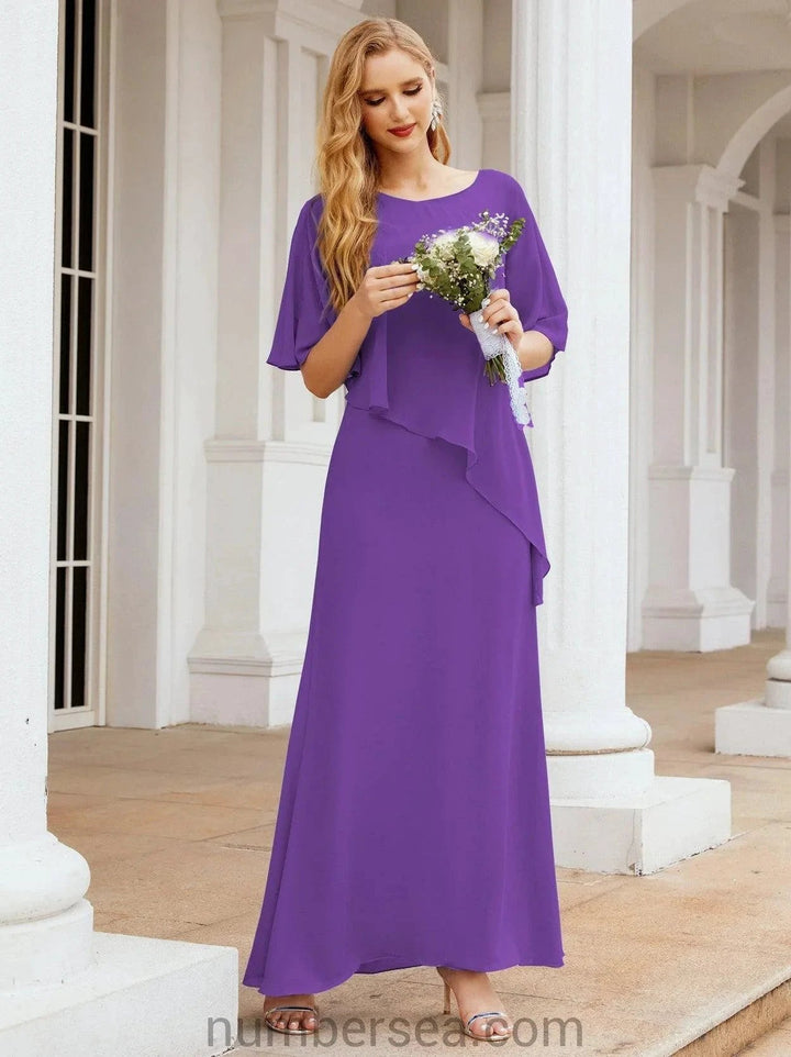 Sunnderly Formal Party Gown Dress Long Mother of The Bride Dresses with Ruffle Cape SY28026 by numbersea