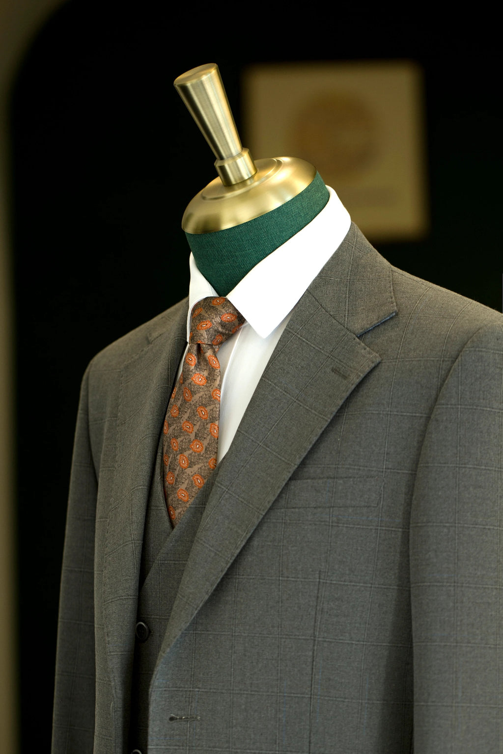 Charcoal Grey Windowpane Check Wool 3-Piece Wedding Suit | Tailored Groom & Groomsmen Attire by 男装