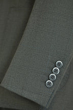 Charcoal Grey Windowpane Check Wool 3-Piece Wedding Suit | Tailored Groom & Groomsmen Attire by 男装