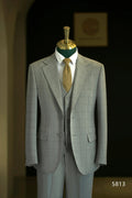 Light Grey Windowpane Check Wool 3-Piece Wedding Suit | Tailored Groom & Groomsmen Attire by 男装