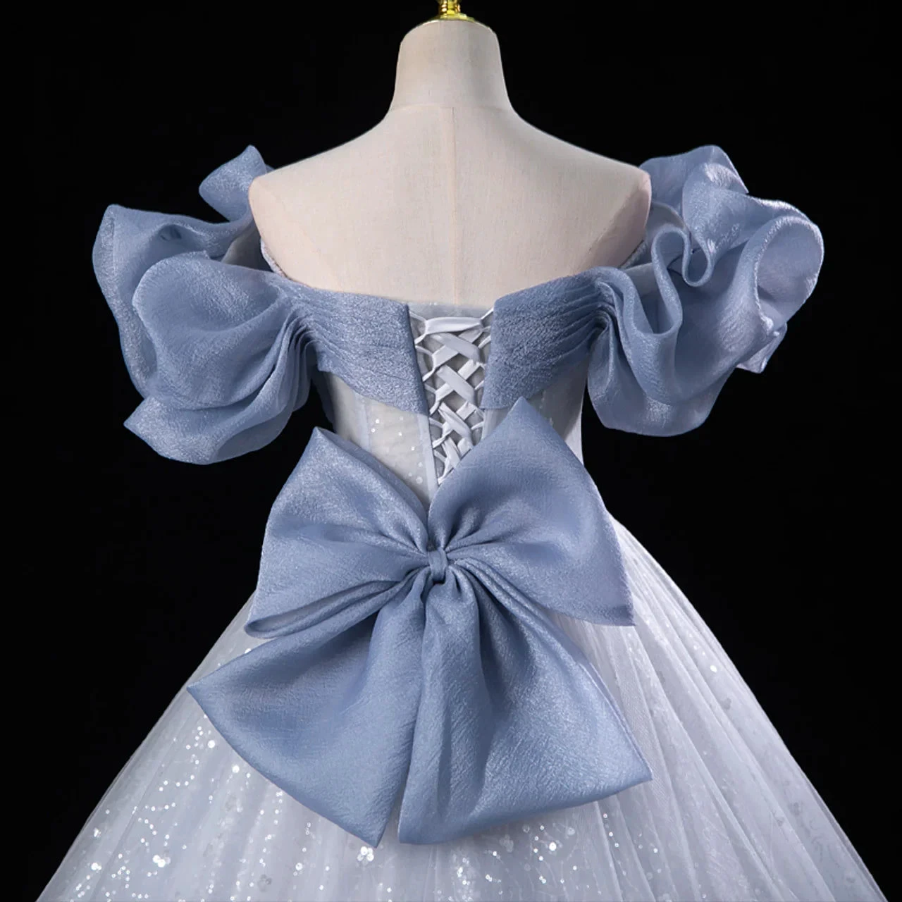 Sweet Blue Tulle Sequins Evening Dress Fairy Ball Gown Y7679 by simplepromdress