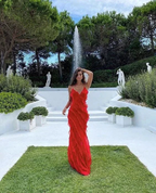 Sexy Ruffles Prom Dress Red Backless Long Party Dress Evening Dress Y7474 by simplepromdress