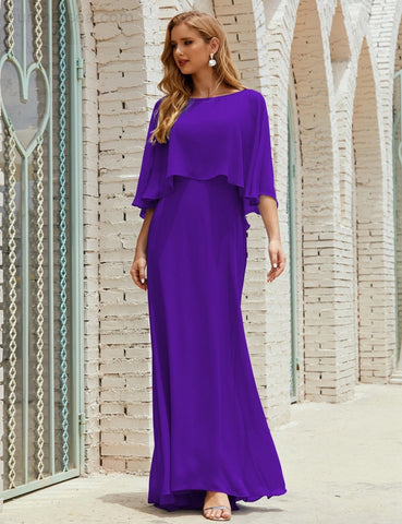 Sunnderly  Bridesmaid Dress Women Long Sleeve V-Neck Chiffon Formal Wedding Party Dress SY28018