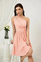 Numbersea Women Chiffon Short One Shoulder Bridesmaid Dress Formal Dresses for Party Homecoming 2804 by numbersea