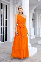 Ladies Chiffon One Shoulder Bridesmaid Evening Dress Wedding Party Evening Dress 28133 by numbersea