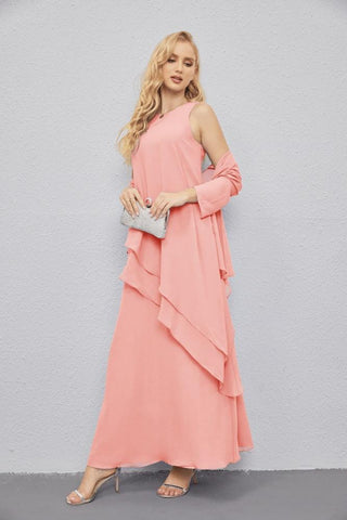 Mother of Bride Dresses with Open Front Lightweight Cardigan Formal Prom Gown  28081