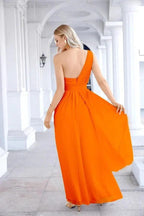 Ladies Chiffon One Shoulder Bridesmaid Evening Dress Wedding Party Evening Dress 28133 by numbersea