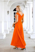 Ladies Chiffon V Neck Sleeveless Floor Length Bridesmaid Evening Dress Wedding Party Evening Dress 28126 by numbersea