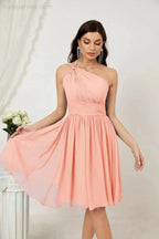 Numbersea Women Chiffon Short One Shoulder Bridesmaid Dress Formal Dresses for Party Homecoming 2804 by numbersea