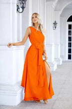 Ladies Chiffon One Shoulder Bridesmaid Evening Dress Wedding Party Evening Dress 28133 by numbersea