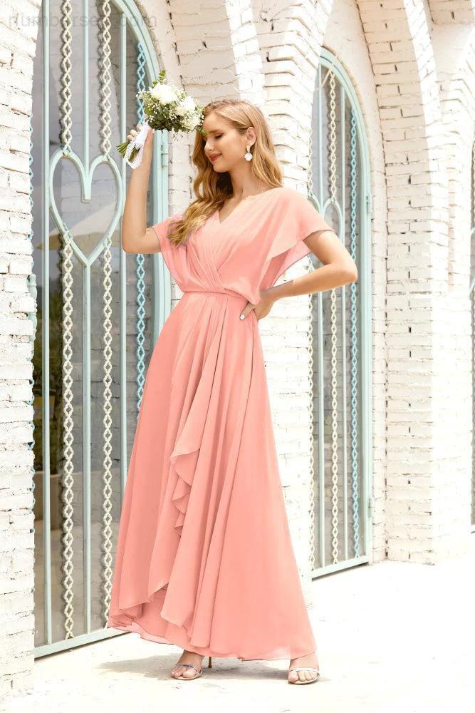 Numbersea Mother of The Bride Dresses Plus Size V-Neck Floor Length Formal Prom Dress for Wedding Guest 28020 by numbersea