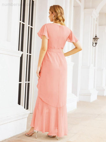 Numbersea Ruffled Bridesmaid Dresses Mermaid Formal Violin Evening Party Prom Gowns 28042