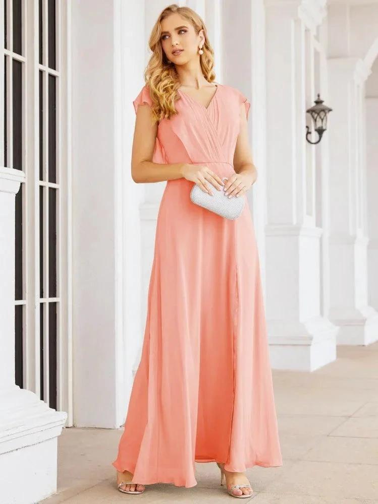 Sunnderly Bridesmaid Dresses Cape Formal Prom Dress Open Back Gowns for Mother of The Bride SY28058 by numbersea
