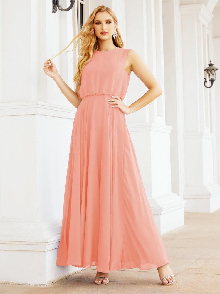 Numbersea Sleeveless Long Bridesmaid Dress A line Formal Evening Prom Gown 28025