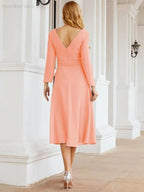 Bridesmaid Dress V-Back Waist Belt Mother of the Bride Wedding Guest SY28031 by numbersea