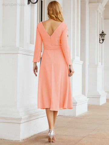 Bridesmaid Dress V-Back Waist Belt Mother of the Bride Wedding Guest SY28031