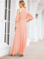 Abiti da damigella d'onore Numbersea con spalle scoperte, linea a trapezio, lunghi abiti da sera formali 28074