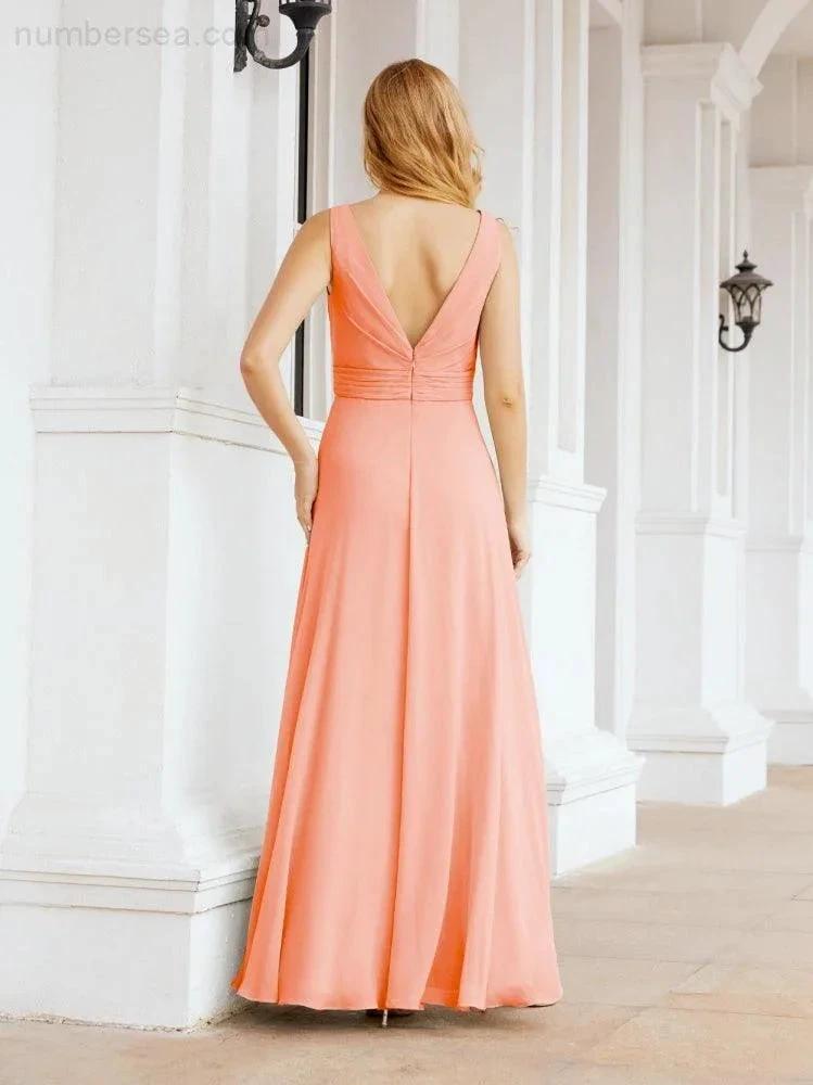 Numbersea Bridesmaid Dresses for Wedding Ruffles Long Formal Prom Gowns 28039 by numbersea