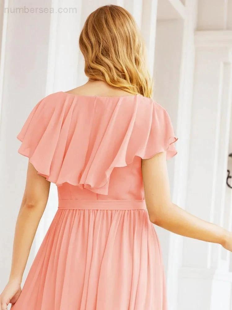 Bridesmaid Dresses with Flutter Sleeves Formal Evening Party Prom Gowns 28044 by numbersea