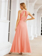 Vestidos de Damas de Honra Numbersea com Alças Duplas de Espaguete para Mulher Vestido Longo Formal para Festa com Fenda Lateral 28051