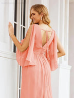 Numbersea Bridesmaid Dresses with Split for Wedding Party Flutter Sleeves 28045 by numbersea