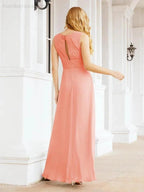 Formal Prom Gown Elegant V-Neck Sleeveless Bridesmaid Dresses for Wedding Party 28037 by numbersea