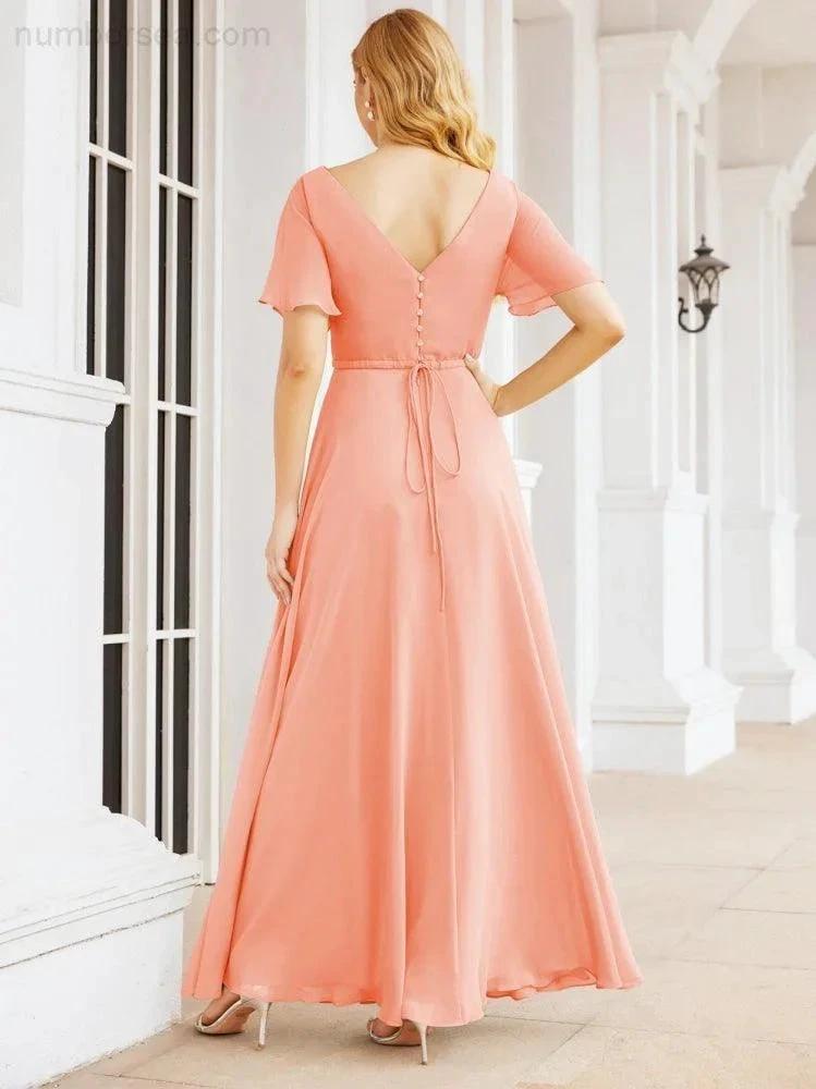 Numbersea Formal Prom Gowns for Mother of The Bride Short Sleeves Bridesmaid Dress 28049 by numbersea