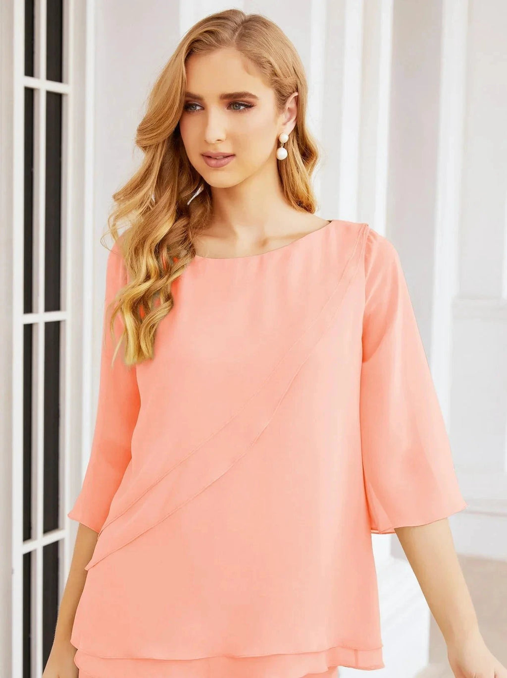 Sunnderly Elegant 2 Piece Mother of The Bride Dress Plus Size Pant Suits Ruffle Layers Sliver Housecoat SY28064 by numbersea