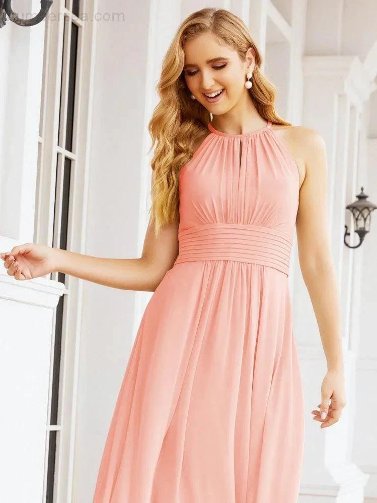 Numbersea Keyhole Bridesmaid Dresses Sleeveless Formal Evening Party Prom Gowns 28043 by numbersea