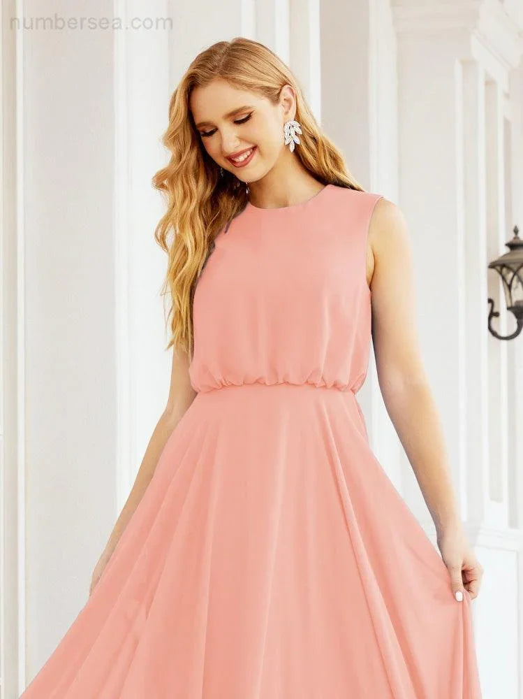Numbersea Sleeveless Long Bridesmaid Dress A line Formal Evening Prom Gown 28025