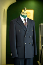 Double-Breasted Navy Pinstripe Wool Suit | Tailored Formal Groom & Business Suit by 男装