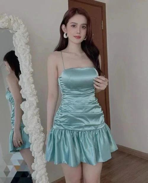 New mint green tight skirt sexy pleated skirt high waist pleated satin dress short homecoming dress Y1903 by simplepromdress