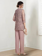 Chiffon Jewel Neck Mother of the Bride Pantsuits with Jacket by Dreamylily