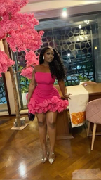 Unique Strapless Hot Pink Pleated Homecoming Dress Short Birthday Dress Y7853 by simplepromdress