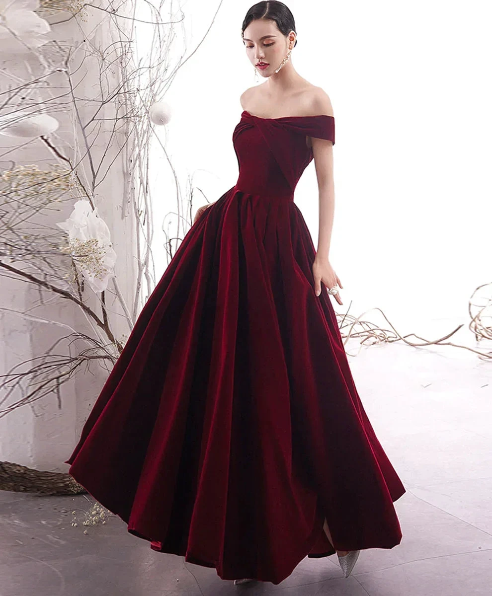 Simple Burgundy Long Prom Dress Burgundy Evening Dress Y1428 by simplepromdress