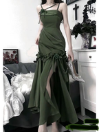 Chic Green Spaghetti Straps Mermaid Prom Dress Green Evening Dress Y5182