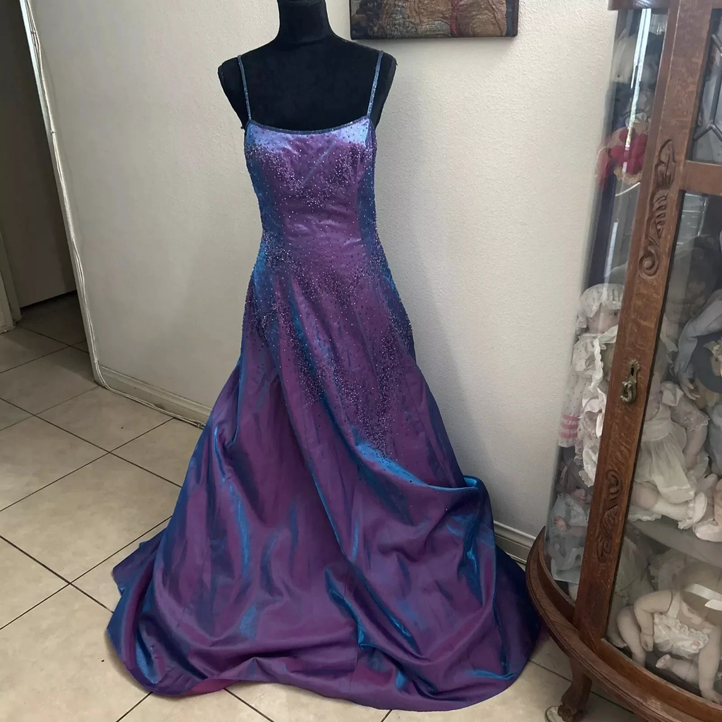 Gorgeous Purple Beaded A Line Evening Gown Spaghetti Straps Party Prom Dress Y7955 by simplepromdress
